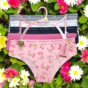 Juicy Couture Bikini Brief Pink, Black, White, Gray Logo 5 Panties Set Size XL